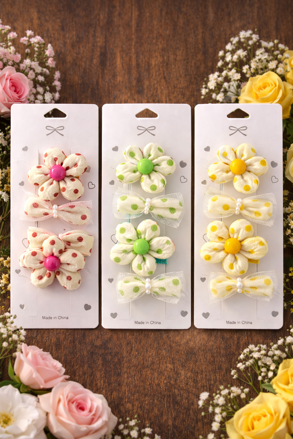 Ivory Polka Charm Clip Set (Set of 2 Pairs)