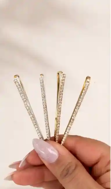 Crystal Line Hair Pins (Set of 2 Pairs) - Image 2