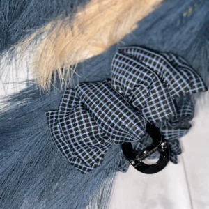 Monochrome Grid Scrunchie Claw