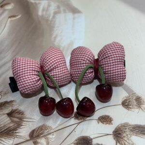 Cherry Picnic Clips – Houndstooth (Set of 2)