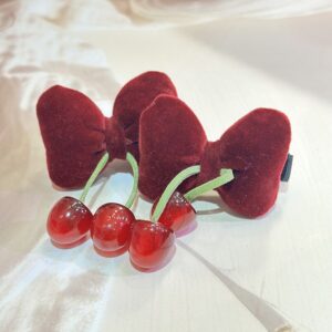 Cherry Luxe Clips – Velvet (Set of 2)